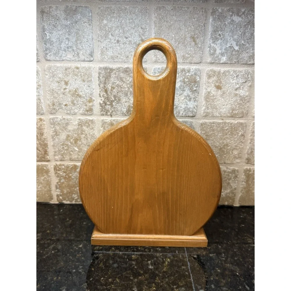 Vintage Wood Paper Plate Napkin Holder Heart Cut Out Hanging or Countertop